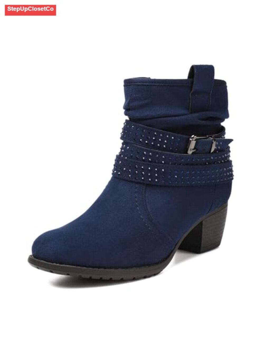 Women's Mid Calf Boots Round Toe Comfort Low Heel Slouchy Dress Zip Booties